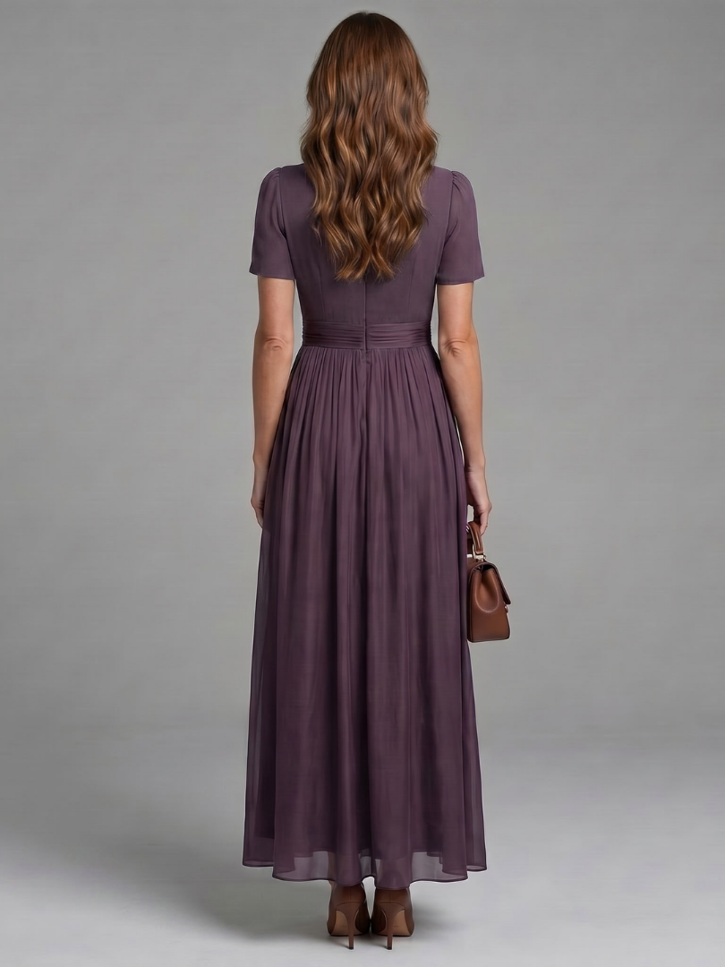 Elia | Gathered Waist Keyhole Maxi Dress-4