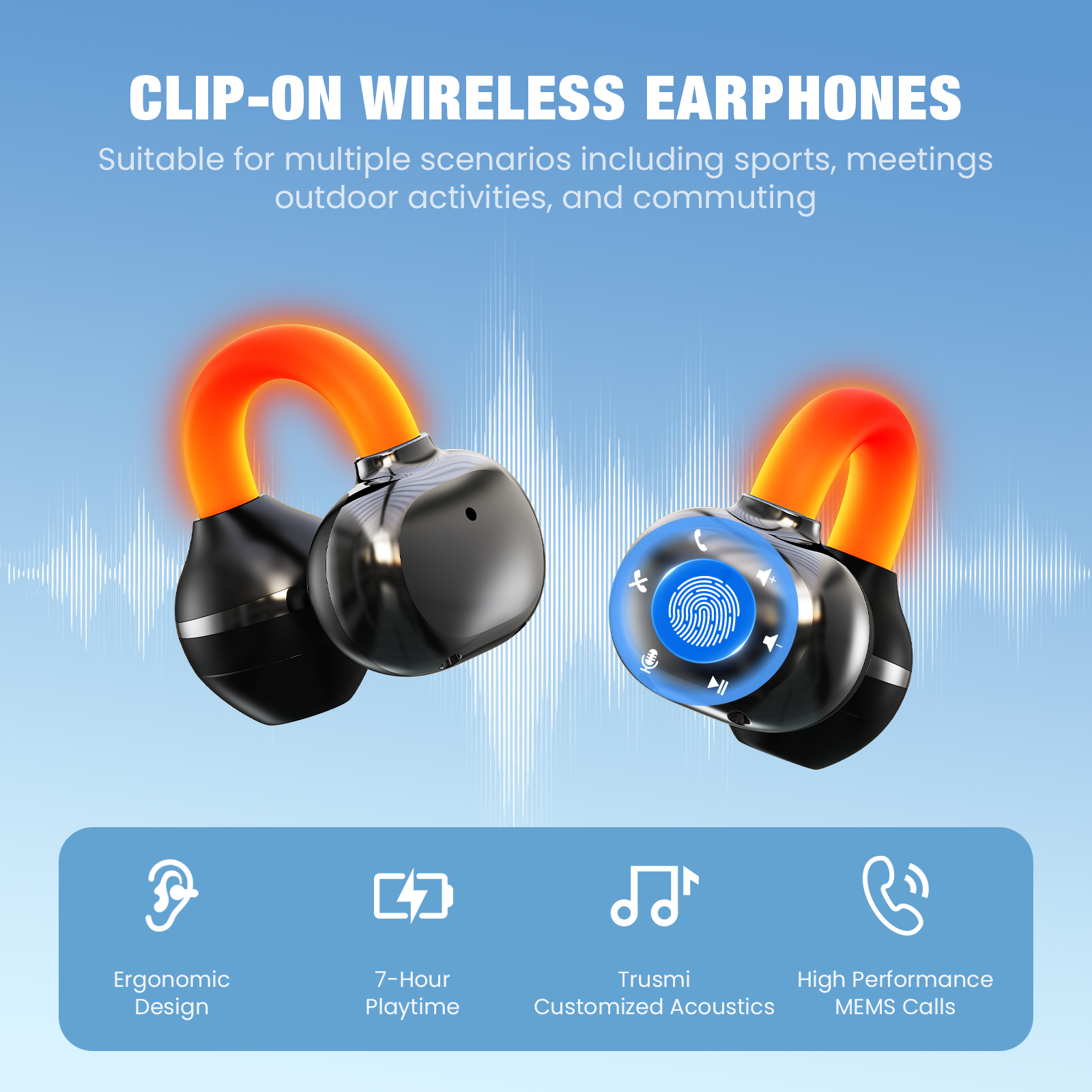 OWS Clip-on Illuminated Wireless Earphone-4