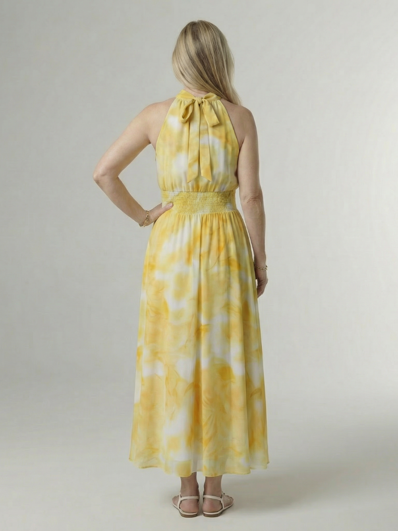 Sylin | Gathered Halter Midi Dress-4
