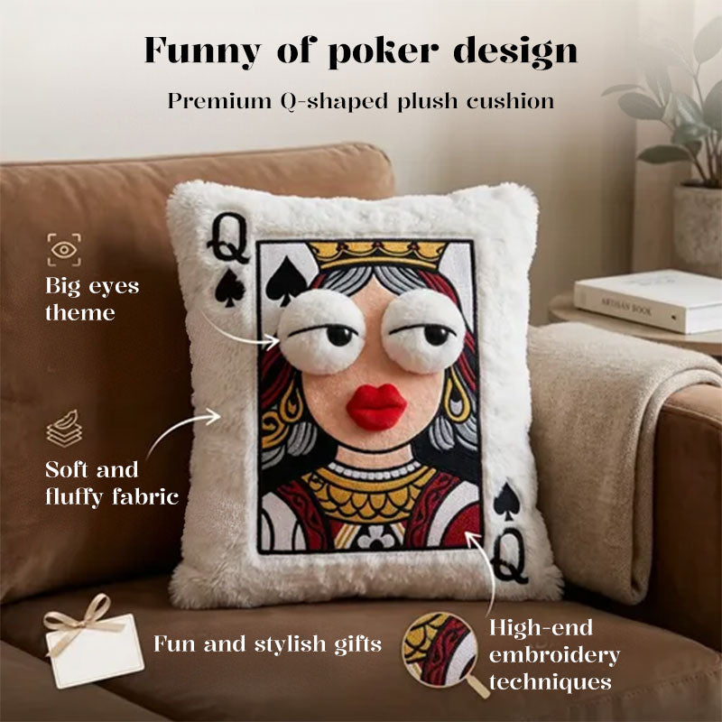 Cartoon Embroidered Square Pillow - Soft Quirky Big Eyes Game Cushion, Decorative Plush Throw Pillow for Home & Bedroom-8