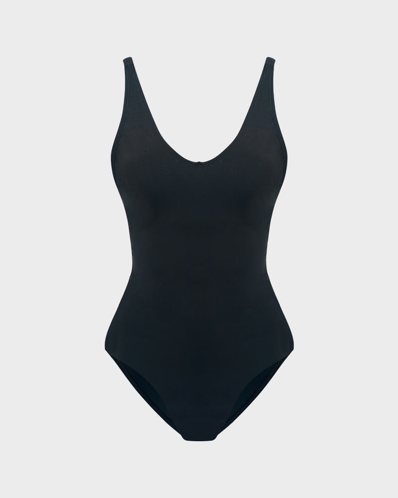 Plunge Lace-Up Corset Sculpting Swimsuit-4