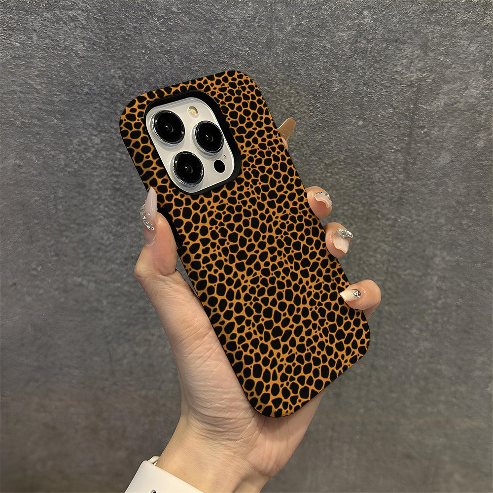 Sexy leopard print Apple 15 phone case IP16 anti drop protective case 2-in-1 film case Apple 13pro-1