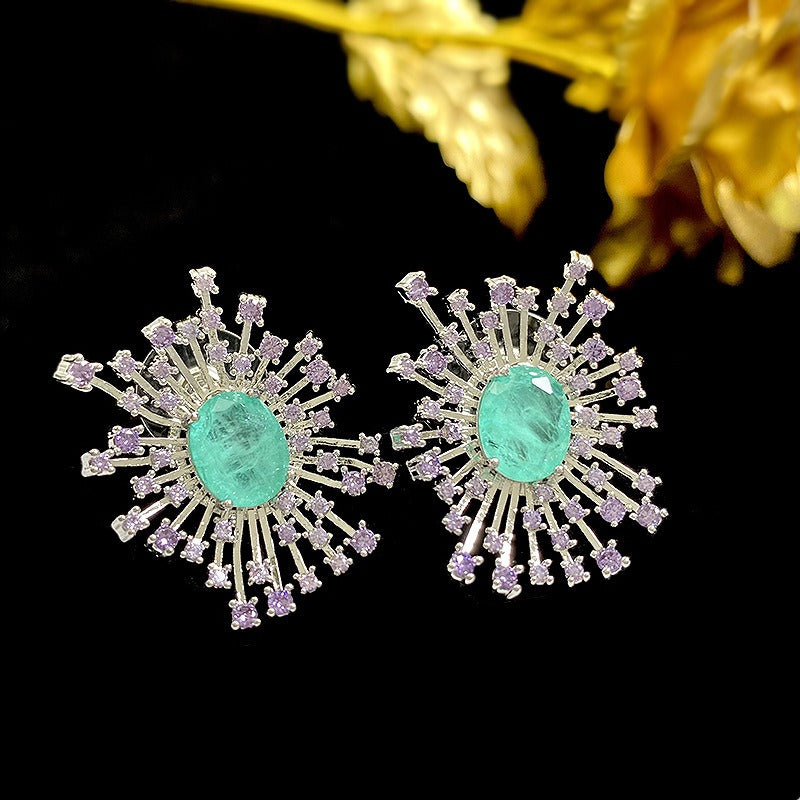 Fireworks Earrings Super Sparkling Hollow Fireworks Earrings Zircon Earrings-6