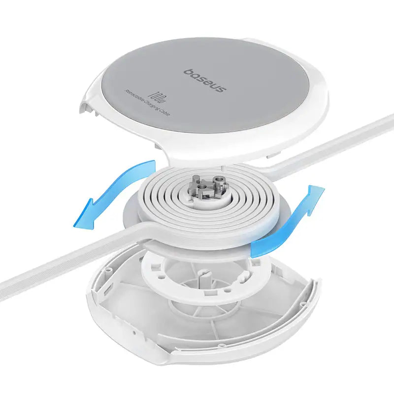 Baseus - Pathfinder Series Free2Pull Retractable Fast Charging Cable, USB-C to USB-C, 100W, 3.3Ft - White-3