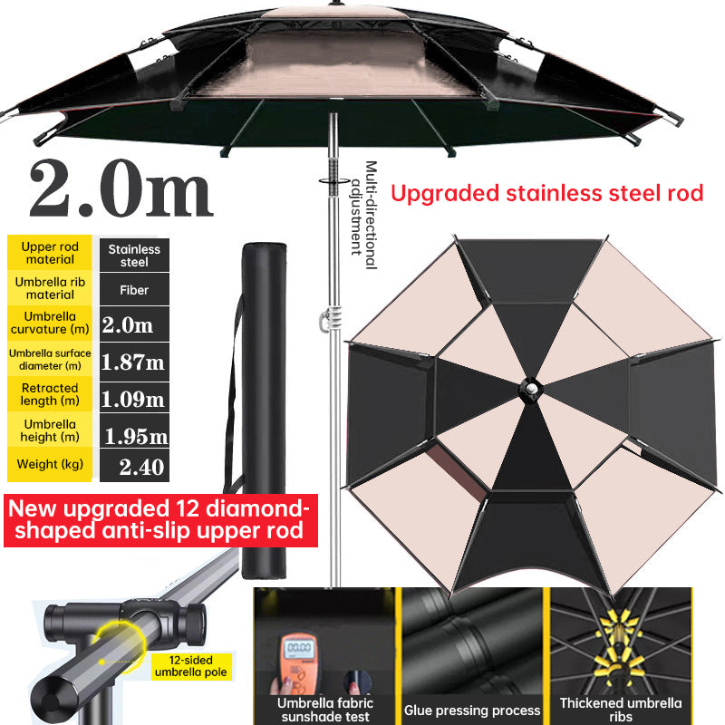 360° adjustable fishing sun umbrella: anti-UV, rainproof, portable large outdoor shade.-7