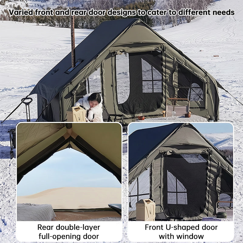 Large Inflatable Glamping Tent with Skylight, Breathable Mesh Air Tent for Summer Camping & Backpacking-6