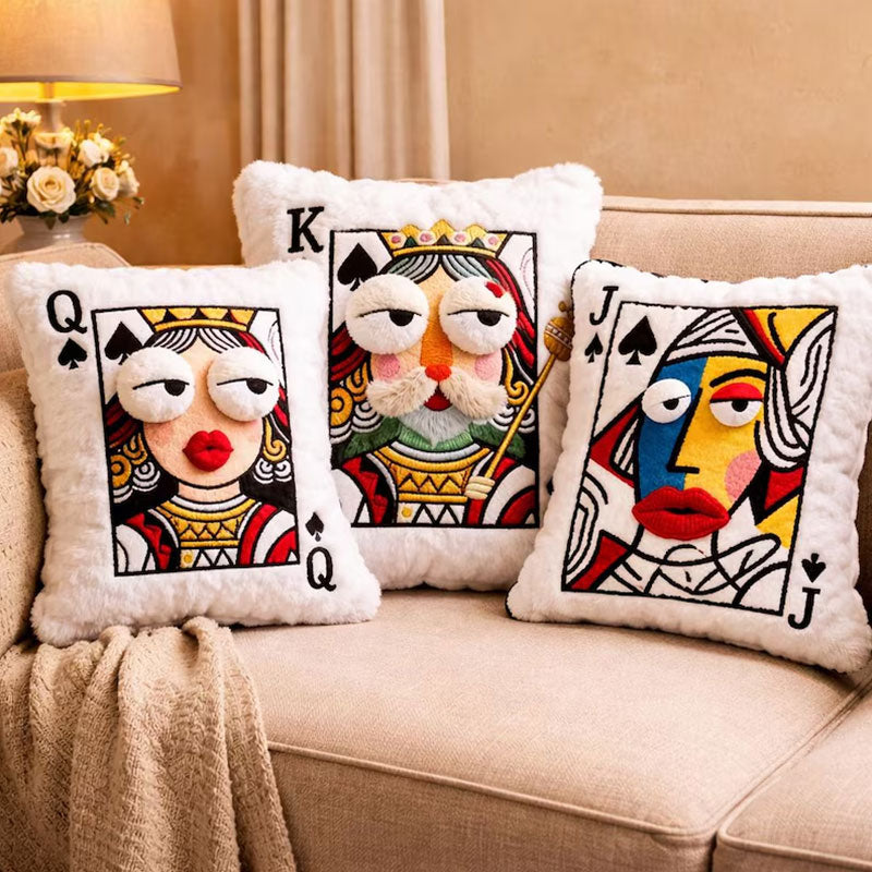 Cartoon Embroidered Square Pillow - Soft Quirky Big Eyes Game Cushion, Decorative Plush Throw Pillow for Home & Bedroom-9