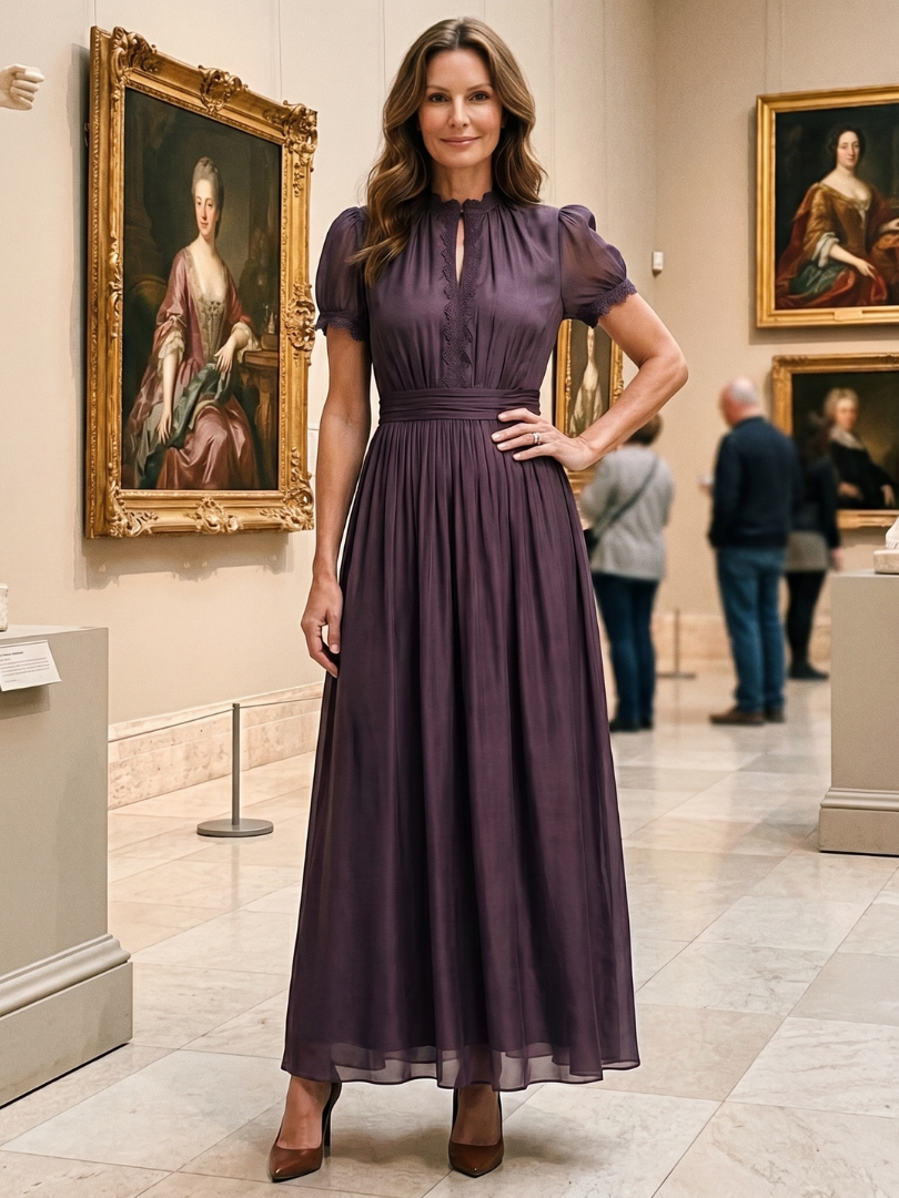 Elia | Gathered Waist Keyhole Maxi Dress-5