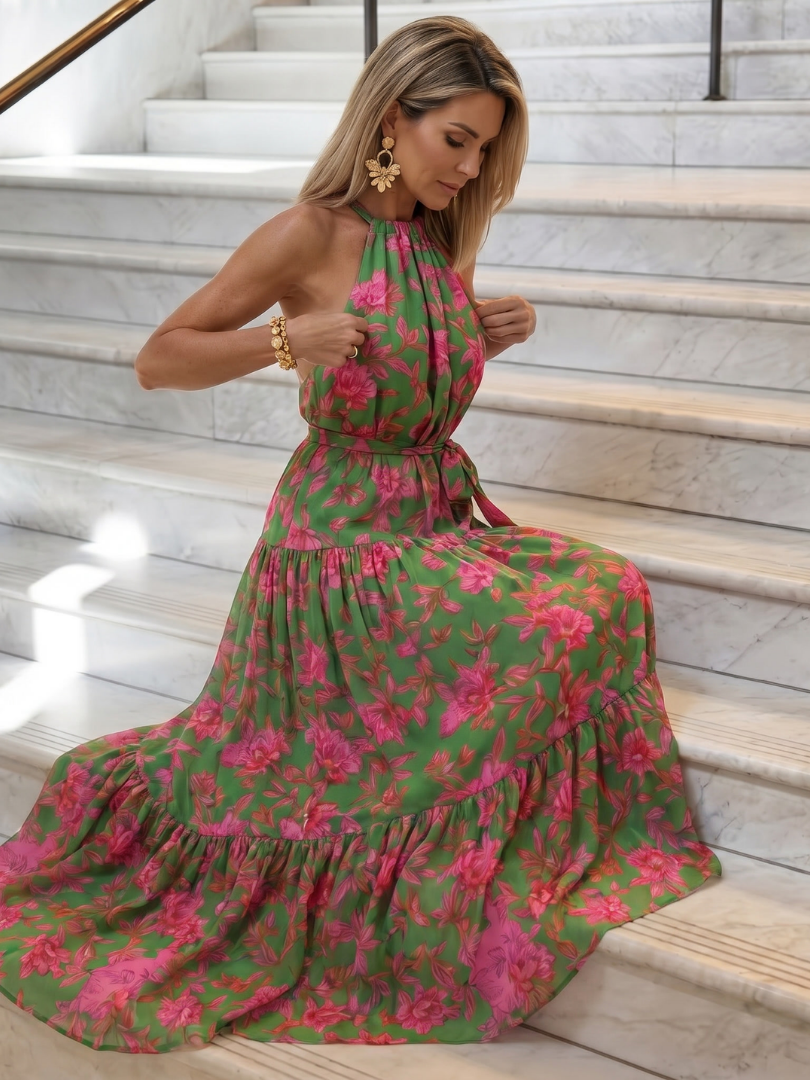 Rowen | Draped Halter Midi Dress-5
