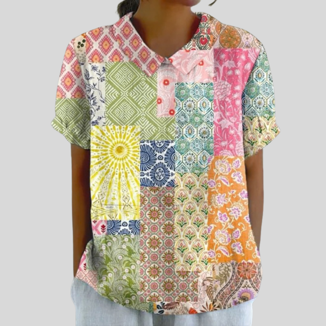 Cathy | Artistic Patchwork Blouse-1