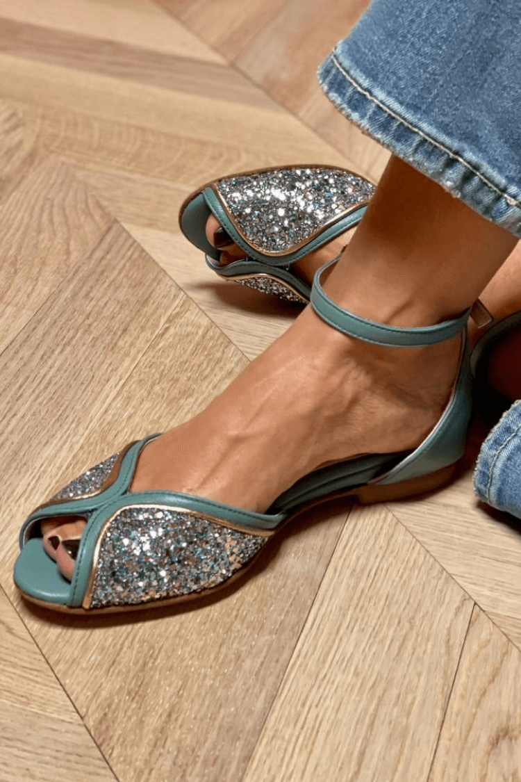 MARIE | LOW SANDAL WITH SHIMMERING DETAILS-1