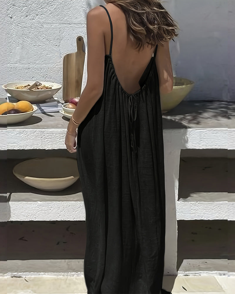 Elegant Sleeveless Long Dress, Ladies Sleepwear for Indoor Wear-6