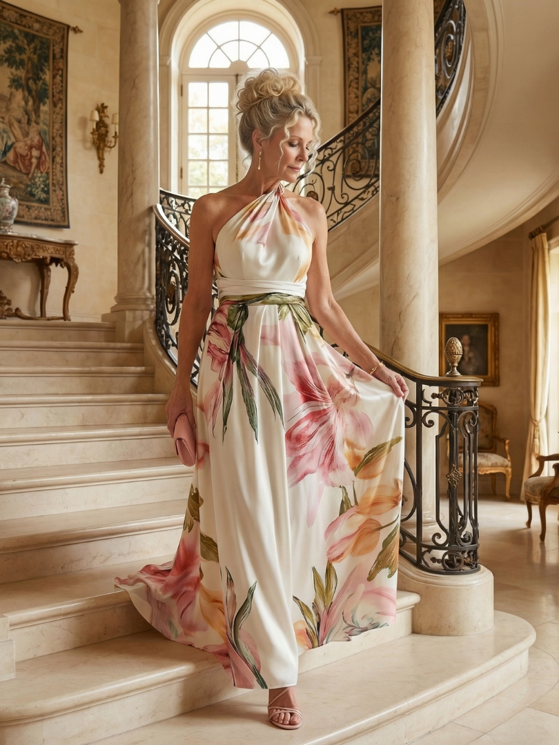 Amiel | Light Floral Maxi Dress-11