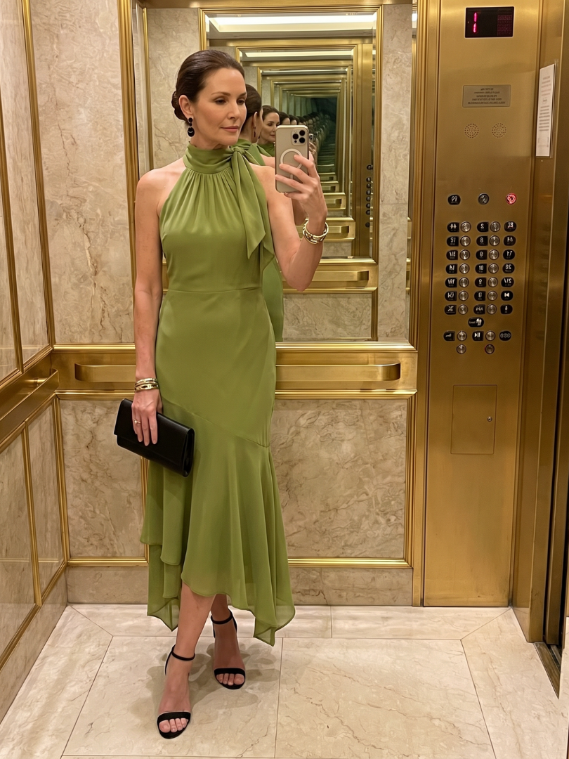 Winifred | Draped Halter Keyhole Midi Dress-5