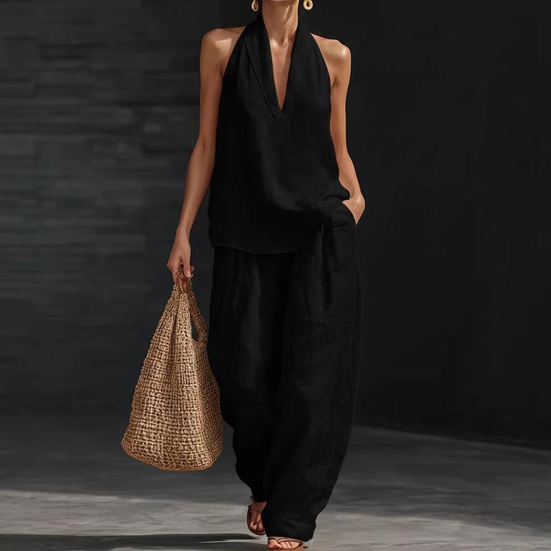 Ainhoa | Relaxed Tank Top and Wide-Leg Pants Co-Ord Set-5