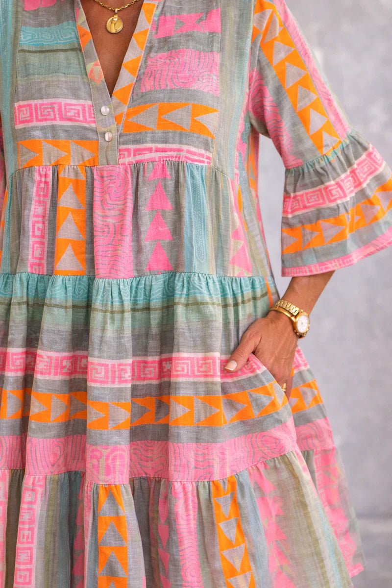 NOVA | Vibrant Midi Dress Breezy Comfort Weekend Style-4