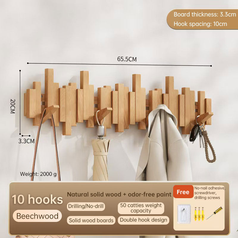 Solid Wood Hanger, Piano Key Wall Hook, Adhesive Back-of-Door Coat Hook, No Drill Entryway Organizer.-5