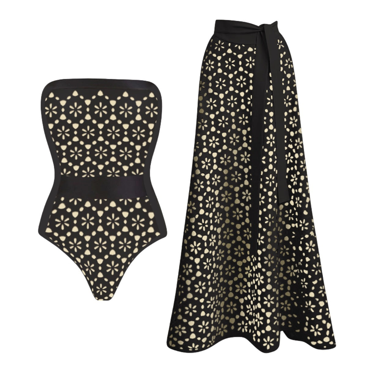 Laser Cut-Out Black Swimwear Set for Women, Elegant and Stylish Bikini Outfit-9