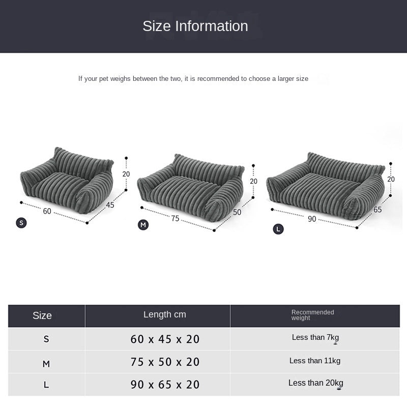 Pet Sofa with Removable Washable Cover, All-Season Pet Mattress with Rabbit Fur Plush Dog Bed-4