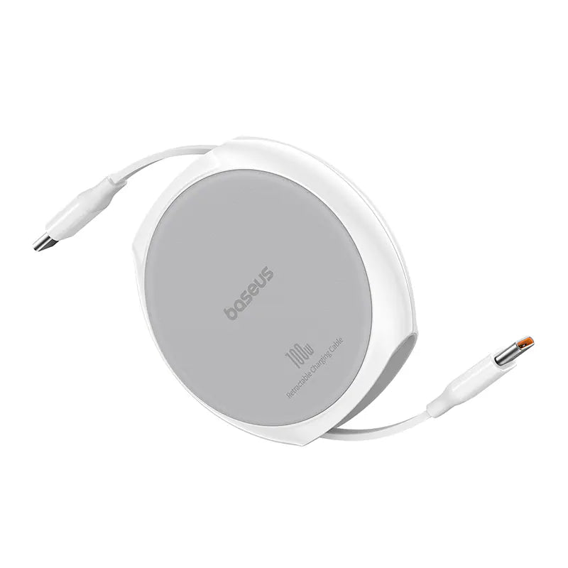 Baseus - Pathfinder Series Free2Pull Retractable Fast Charging Cable, USB-C to USB-C, 100W, 3.3Ft - White-1