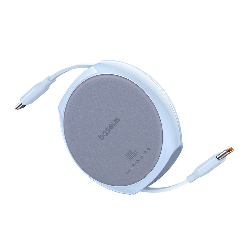 Baseus - Pathfinder Series Free2Pull Retractable Fast Charging Cable, USB-C to USB-C, 100W, 3.3Ft - Blue-3