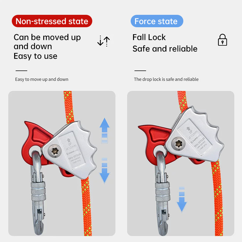 Auto Lock Carabiner & Rope Grab – High Altitude Fall Protection Safety Hook-5