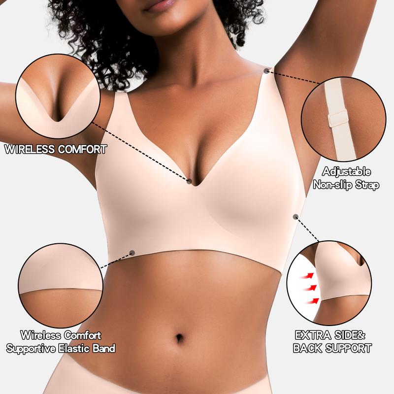 Jelly Wireless Seamless Deep V Push Up Bra-6