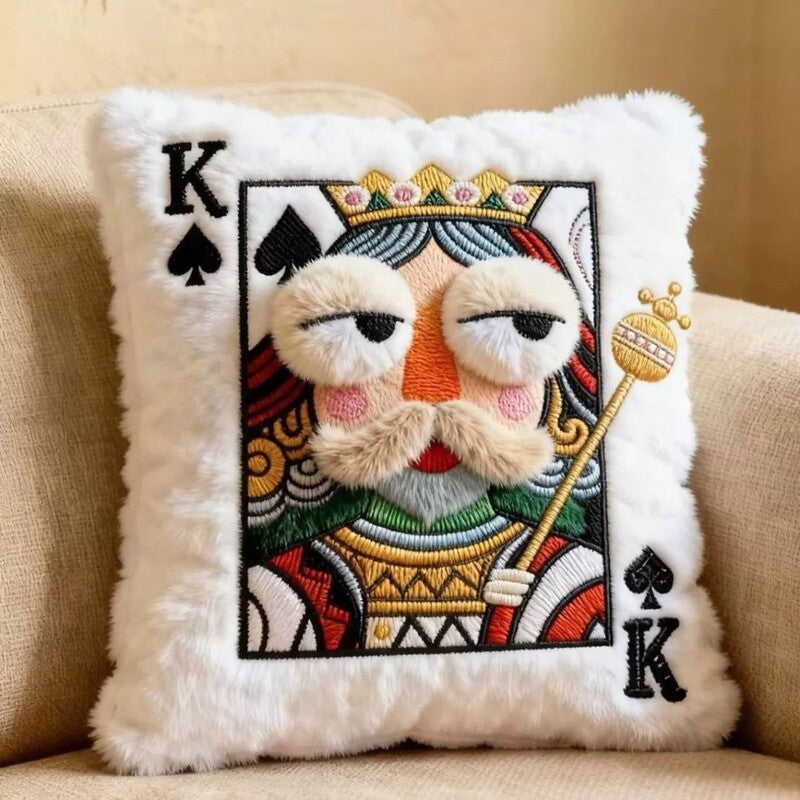 Cartoon Embroidered Square Pillow - Soft Quirky Big Eyes Game Cushion, Decorative Plush Throw Pillow for Home & Bedroom-1