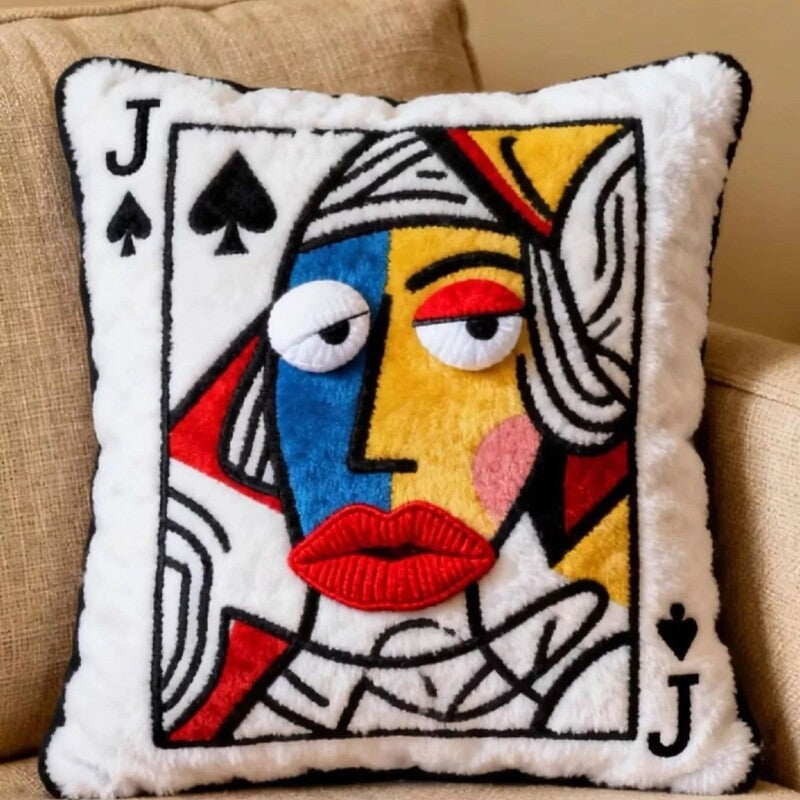 Cartoon Embroidered Square Pillow - Soft Quirky Big Eyes Game Cushion, Decorative Plush Throw Pillow for Home & Bedroom-3
