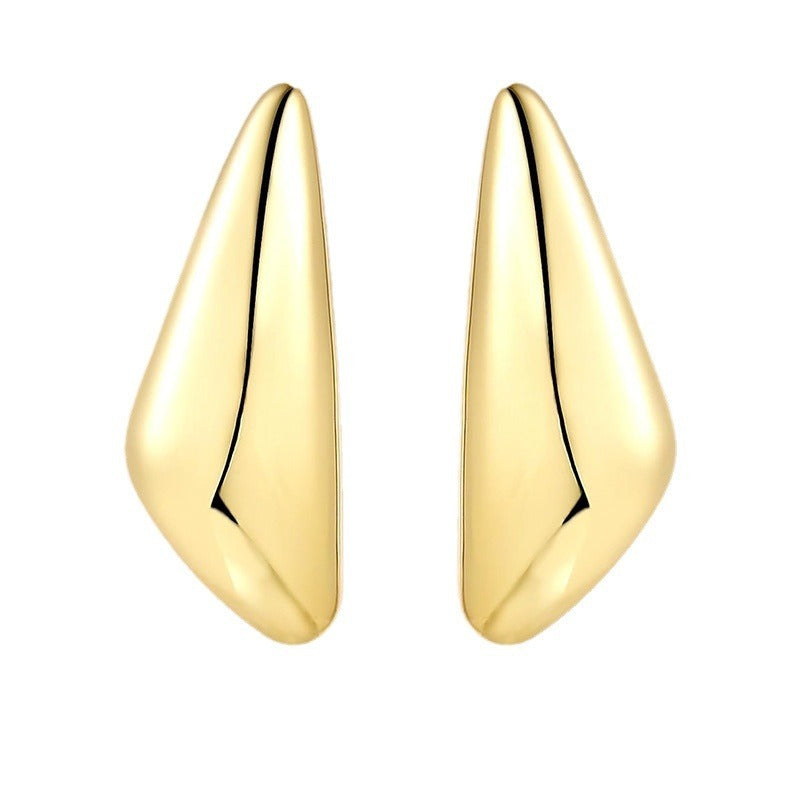 Fashionable Droplet Earrings with Advanced Light Sensitive Surface Gold Melon Seed Earrings-3