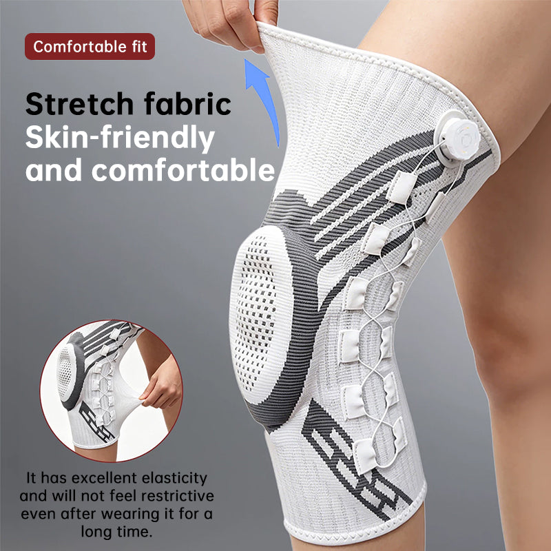 Adjustable Knob Knee Brace with Spring Support, Slim Shin Defender Basketball Knee Pads, Non-Slip Compression Sports Protector-5