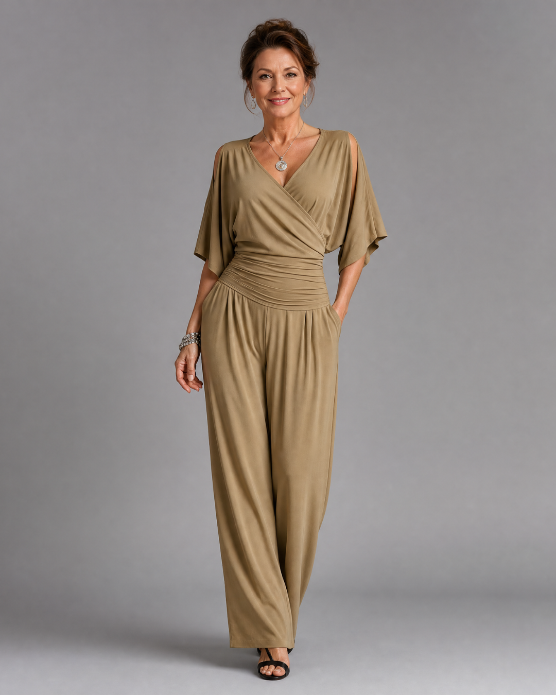 Nyxara | Cold Shoulder Wrap Waist Relaxed Jumpsuit-6