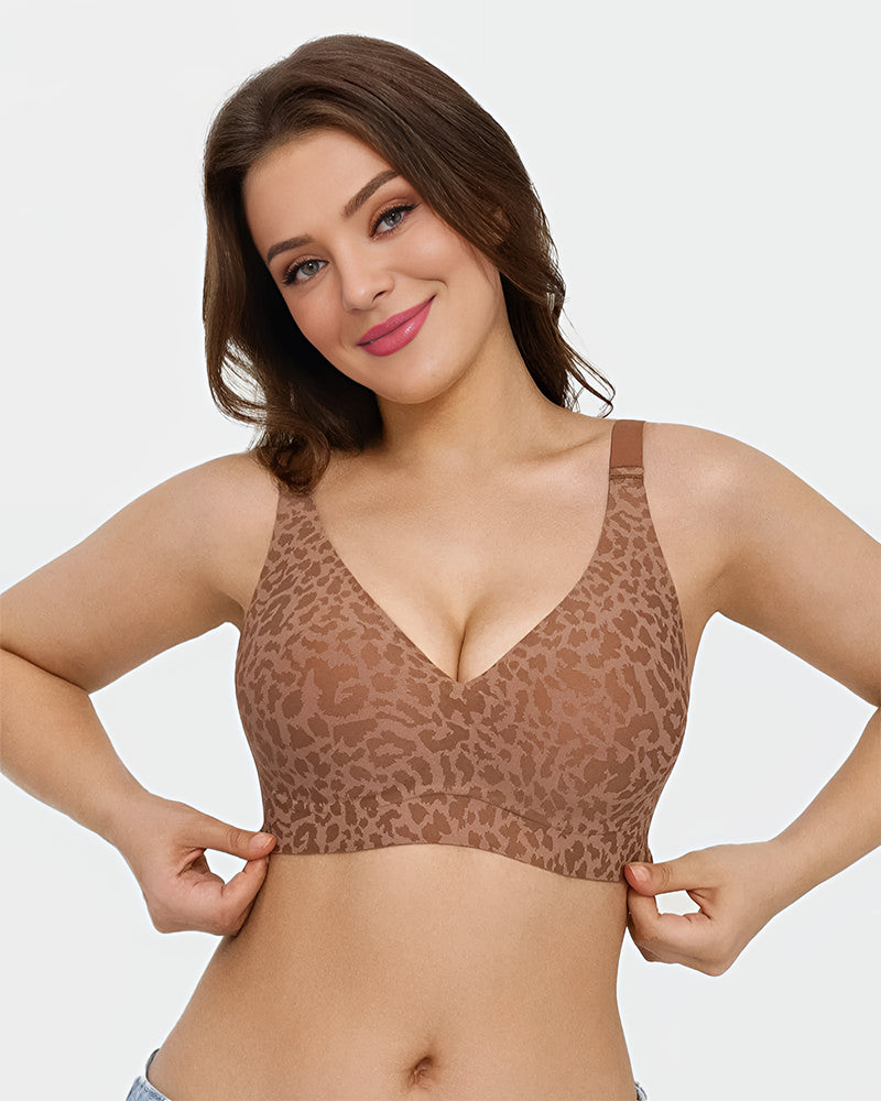 Wireless Leopard V-Neck Contour Bra-6