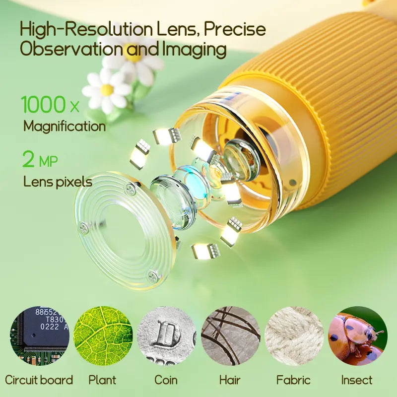 ASPOVEN Kids Microscope 1000X Handheld Digital Microscope HD Pocket Portable Mini USB Camera-8