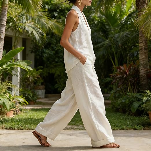 Ainhoa | Relaxed Tank Top and Wide-Leg Pants Co-Ord Set-4