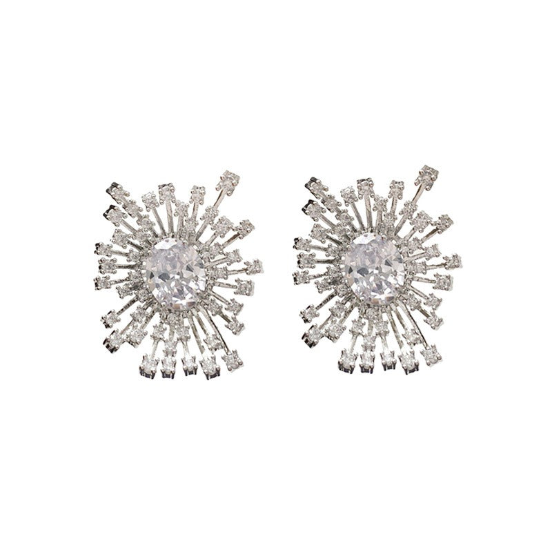 Fireworks Earrings Super Sparkling Hollow Fireworks Earrings Zircon Earrings-3