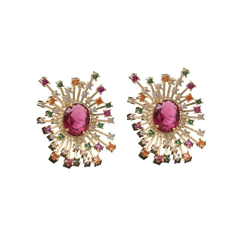 Fireworks Earrings Super Sparkling Hollow Fireworks Earrings Zircon Earrings