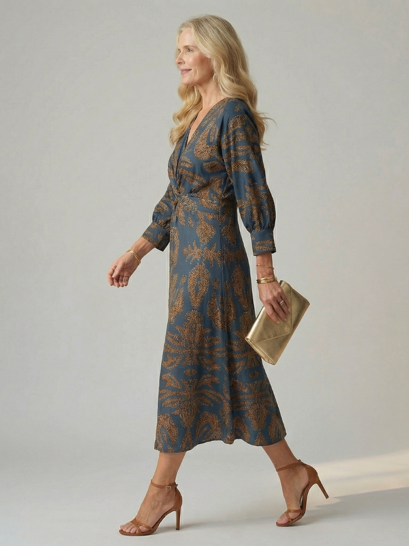 Lune | Natural Wrap Midi Dress-6