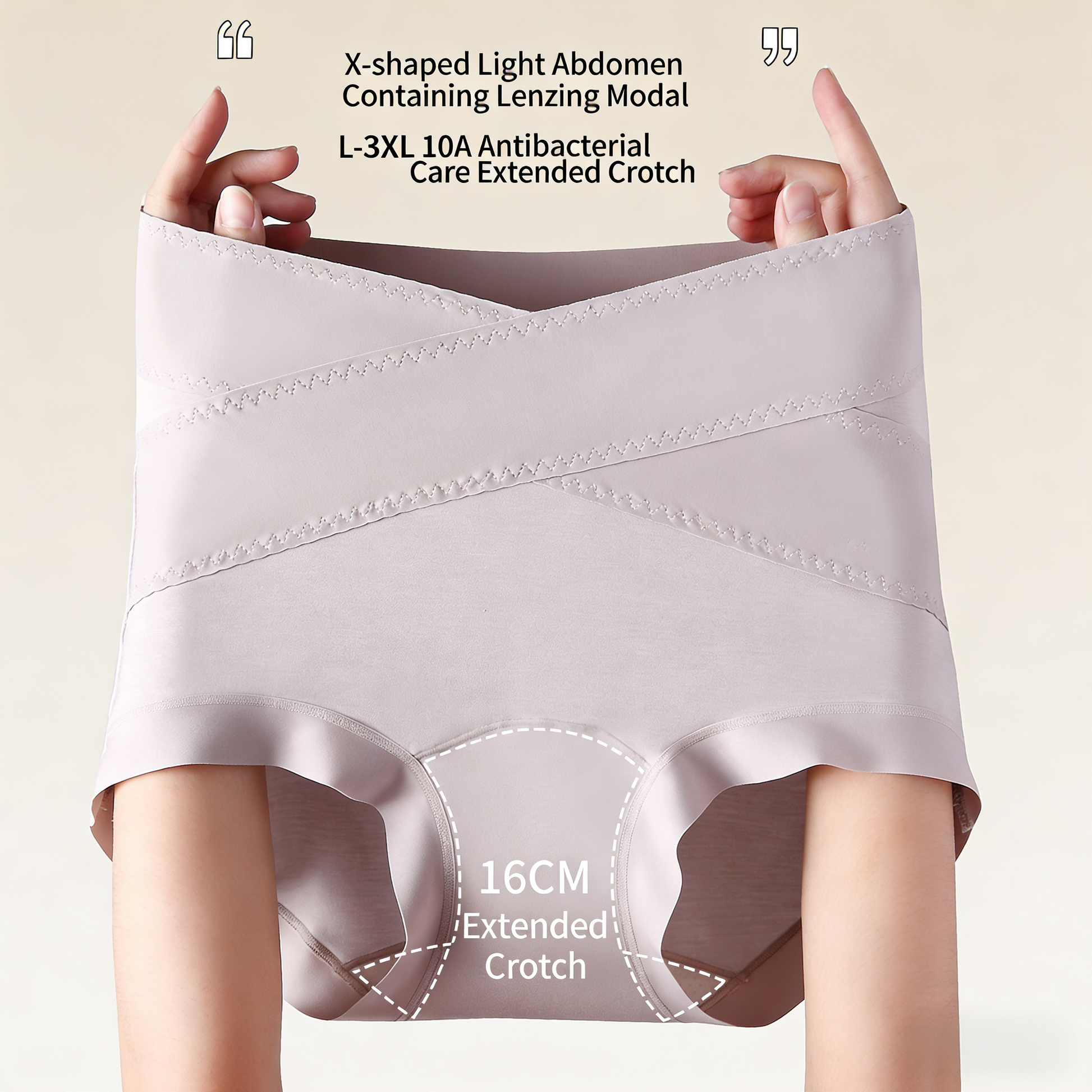 Women's 60S Lenzing Modal Underwear High Waist Non-Stuck Crotch Hyaluronic Acid Mulberry Silk Extended Crotch-2