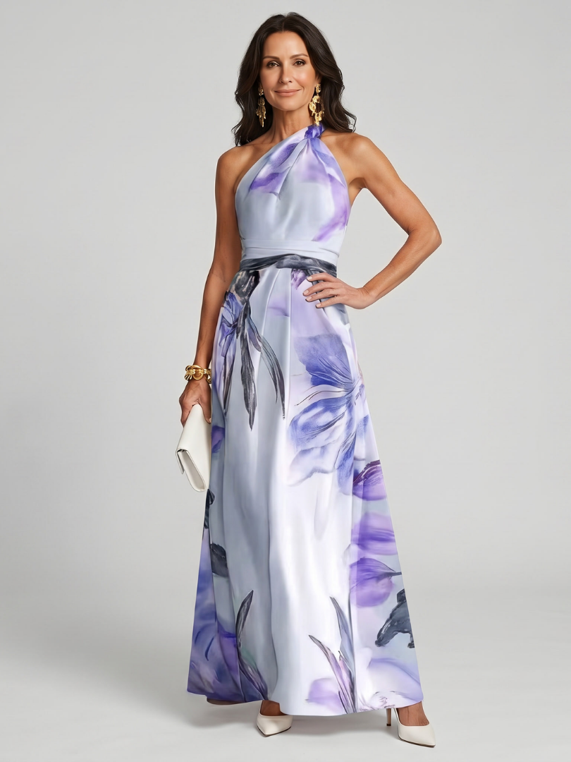 Hester | Soft Halter Flowing Skirt Maxi Dress-5