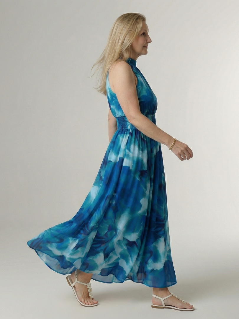 Sylin | Gathered Halter Midi Dress-6