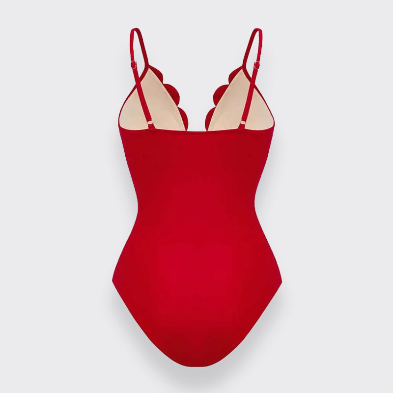 Flower Hollow One Piece Swimsuit and Skirt-8