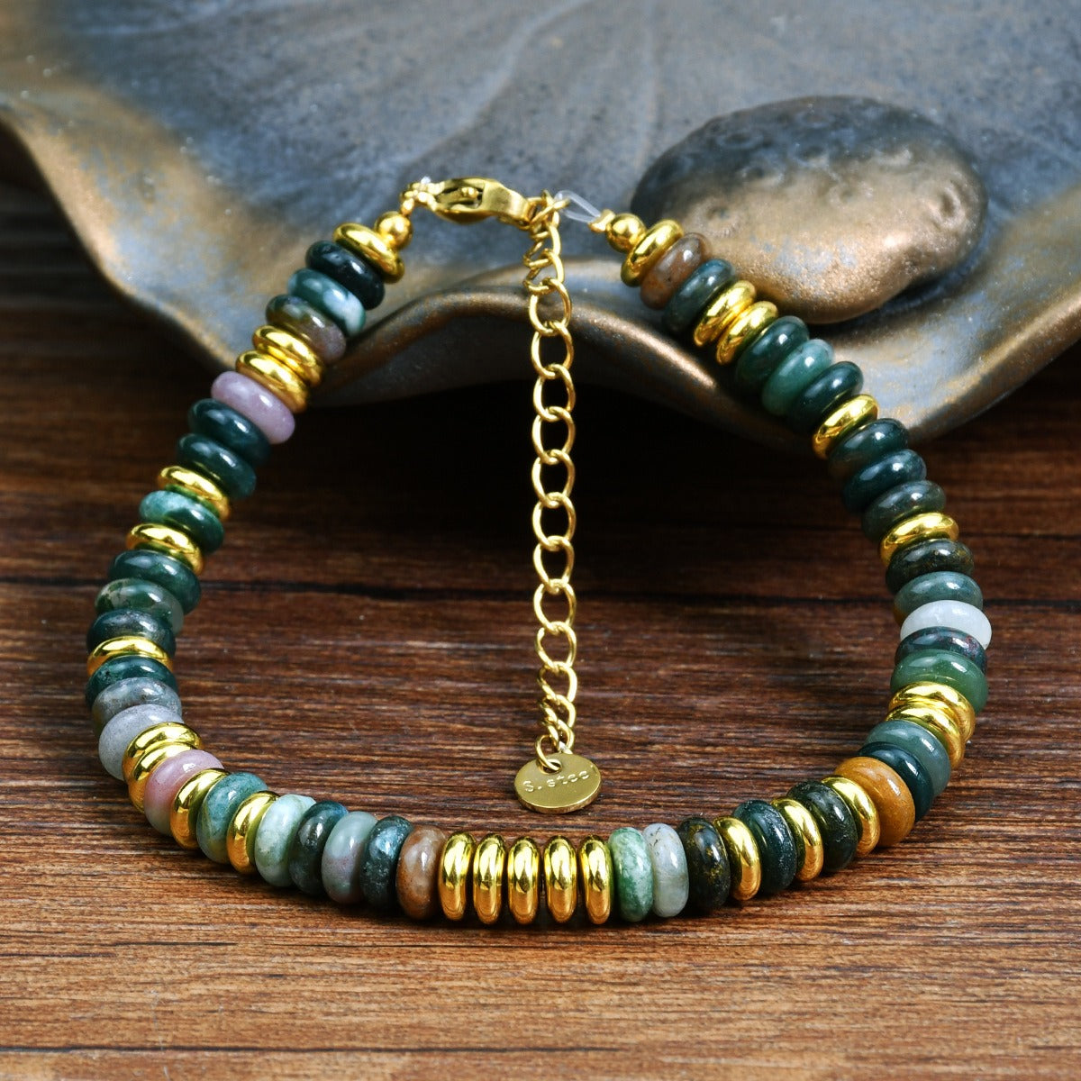 Ins style dopamine colored natural stone bead bracelet for women niche and high-end non fading crystal bracelet-2