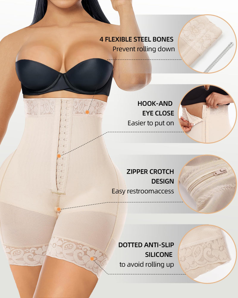Tummy Control Shapewear for Women Fajas Colombianas Body Shaper Shorts with Zipper Crotch-2