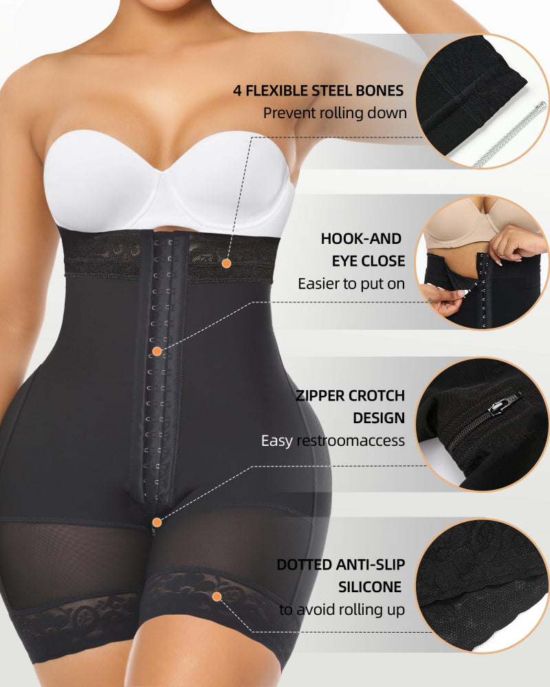 Tummy Control Shapewear for Women Fajas Colombianas Body Shaper Shorts with Zipper Crotch-6