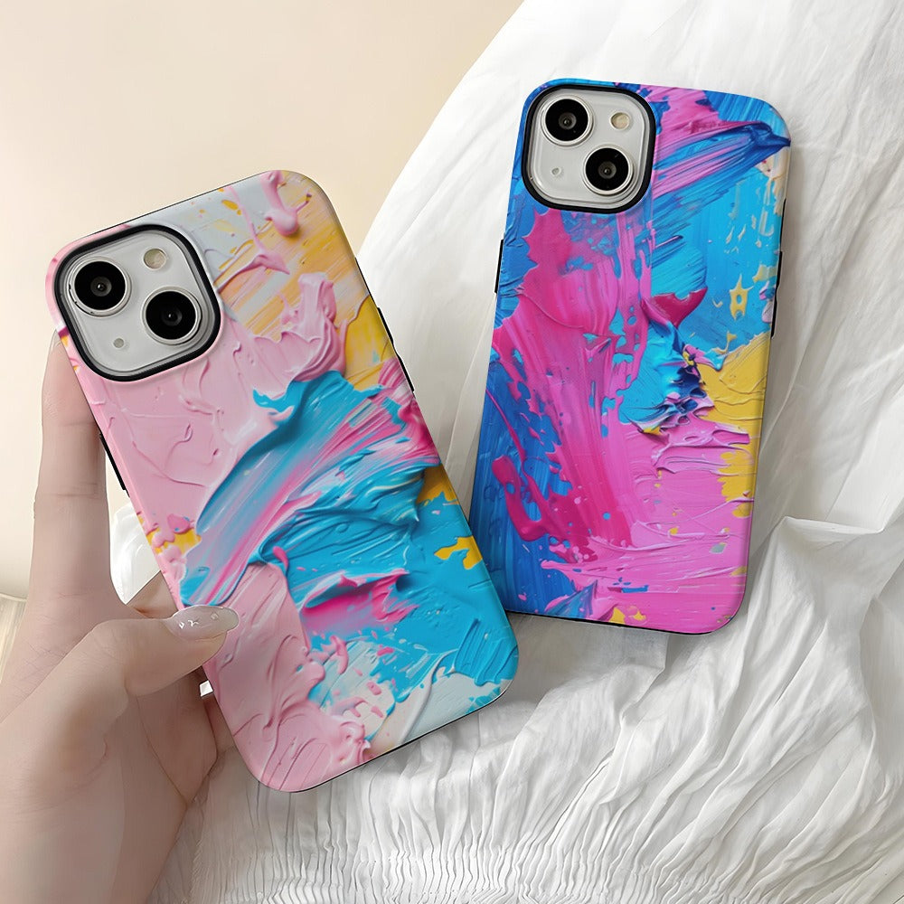 Ins style oil painting Apple 15pm phone case 16pro protective case 13pm phone case 2-in-1 film case 12 women-3