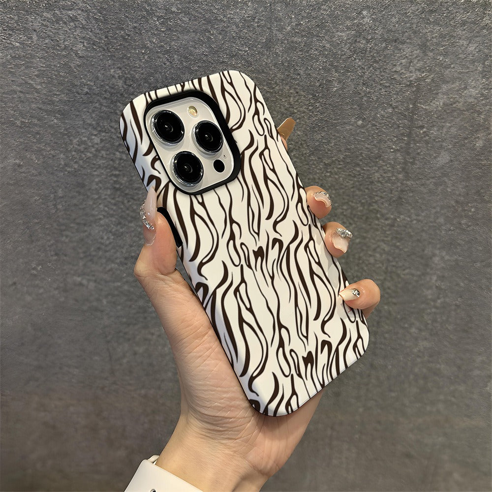 White leopard print 2-in-1 film case suitable for Apple 15promax phone case Apple 14pro fashion 16pro-1