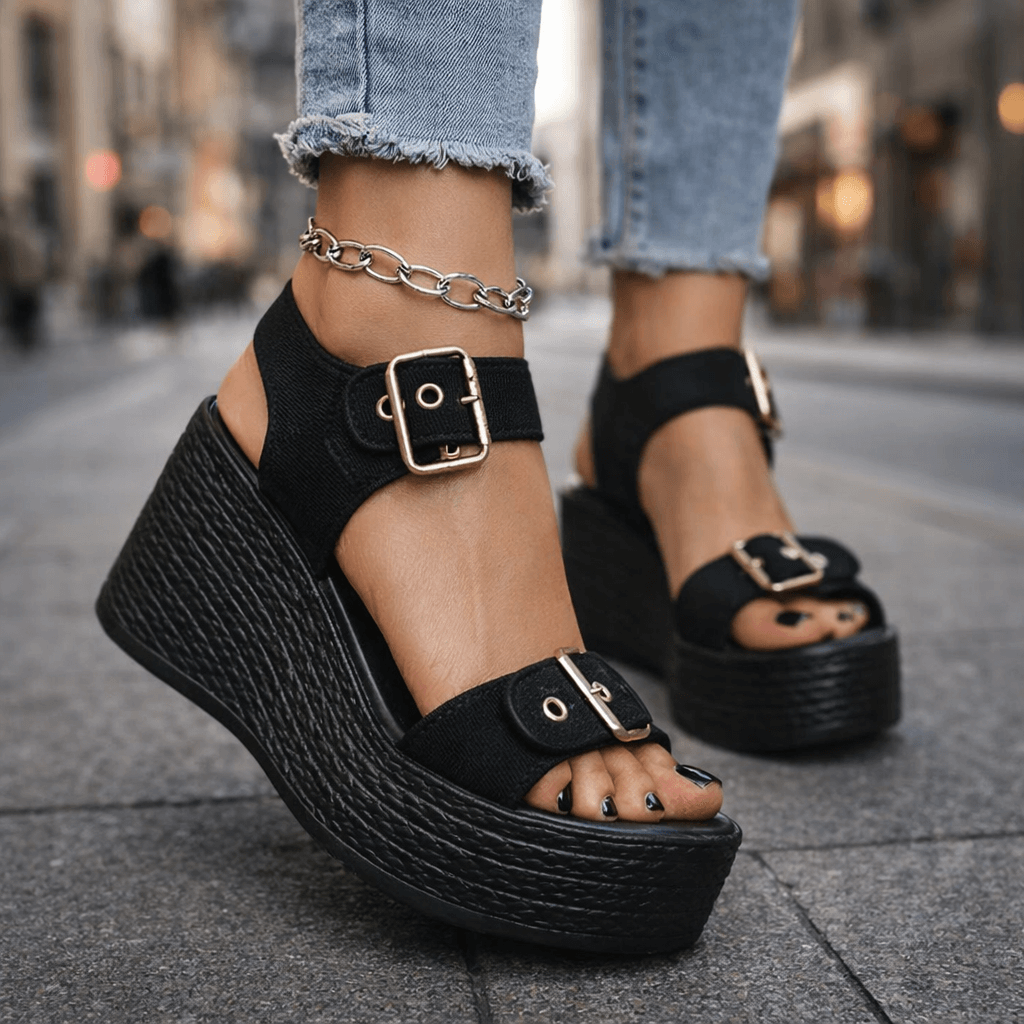 Naia | Buckle Wedges-8