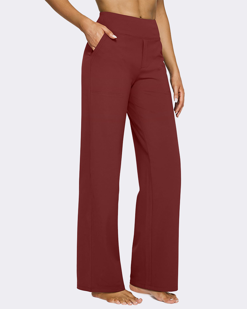 High-Waist Wide Leg Yoga Pants with Pockets-8