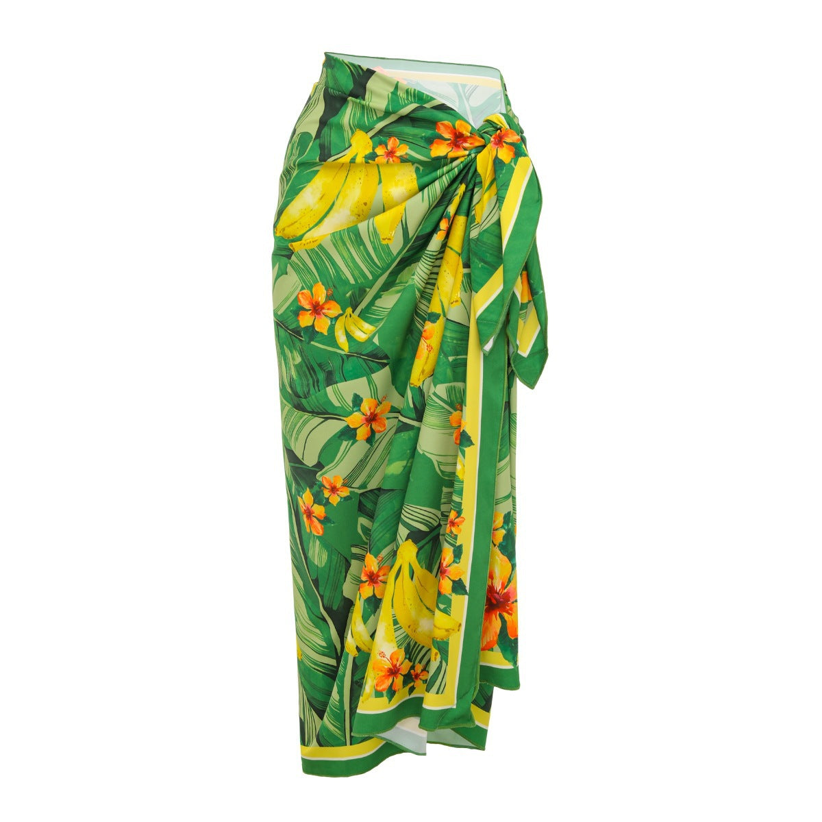 Green Single Shoulder Ruffle Design One-Piece Swimwear Set for Women-8